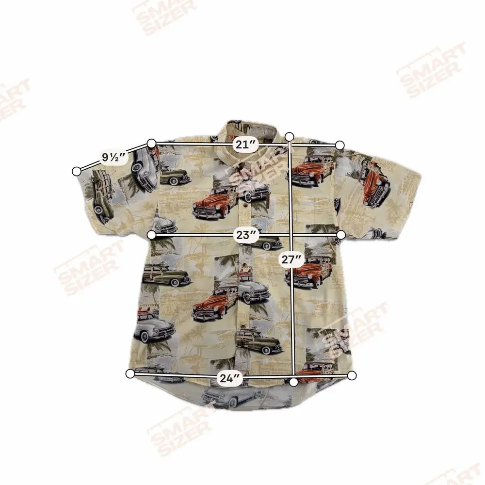 Clearwater Outfitters Men's Classic Cars Woody Wagon Tropical Hawaiian Shirt L